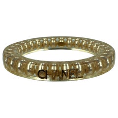 Chanel Rare Authentic Lucite Faux Pearl Bangle Bracelet