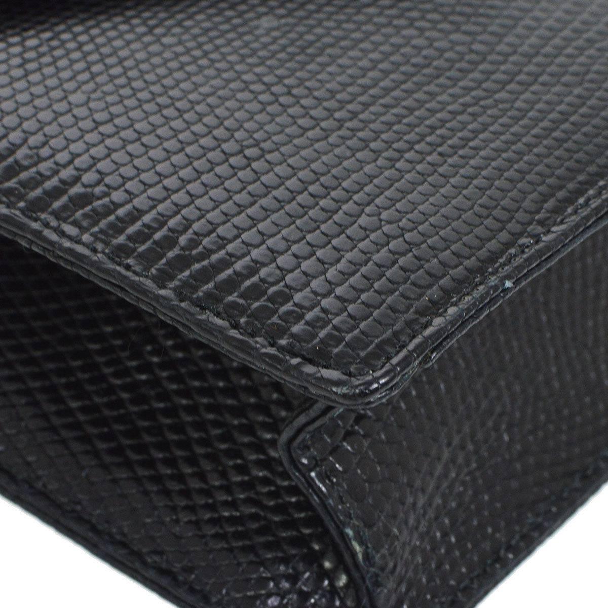 Chanel Black Exotic Leather Gold Hardware Logo Evening Shoulder Flap Bag 2