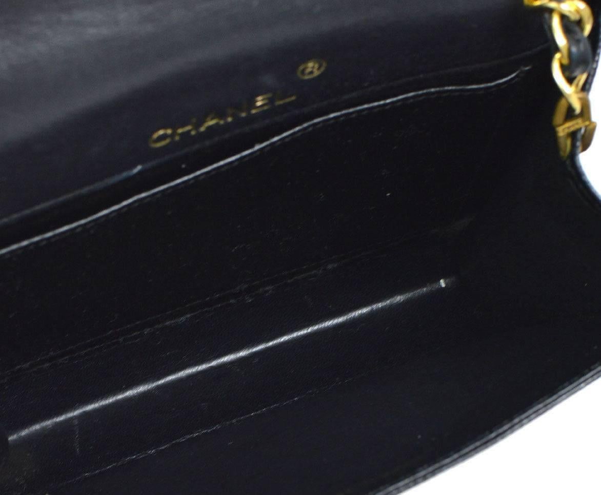 Chanel Black Exotic Leather Gold Hardware Logo Evening Shoulder Flap Bag 3