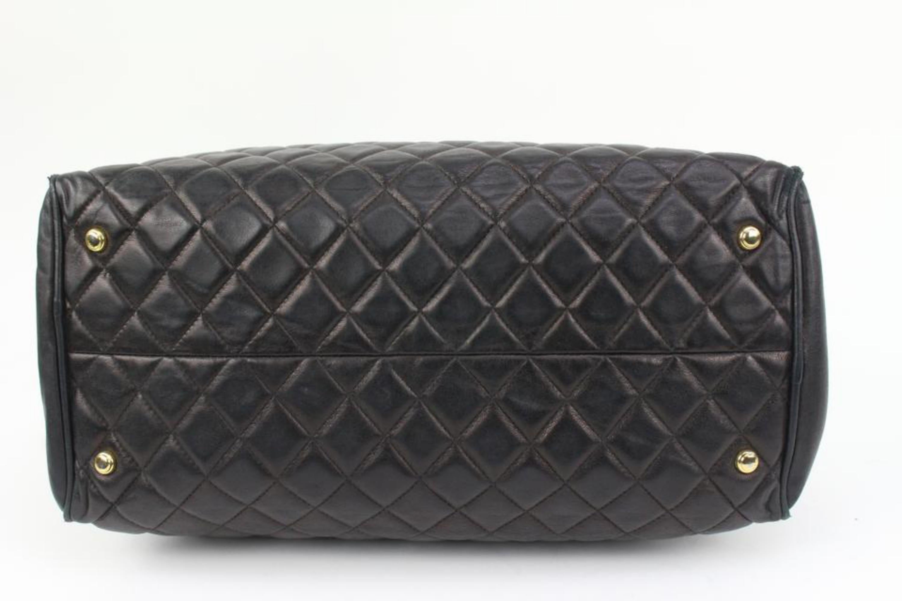 Chanel Rare Black Quilted Lambskin Boston Gold Chain Duffle 38ck311s For Sale 1