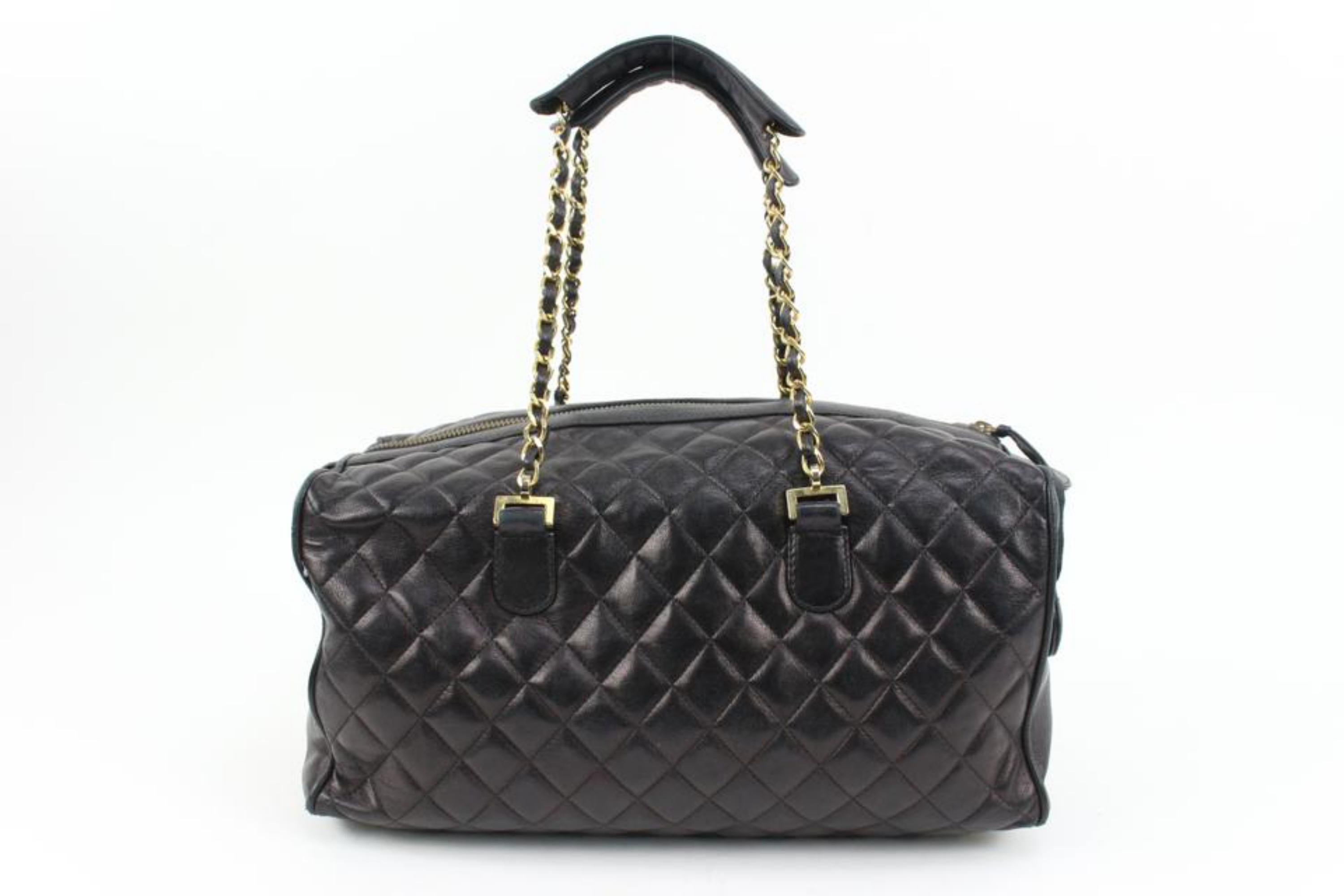 Chanel Rare Black Quilted Lambskin Boston Gold Chain Duffle 38ck311s For Sale 3
