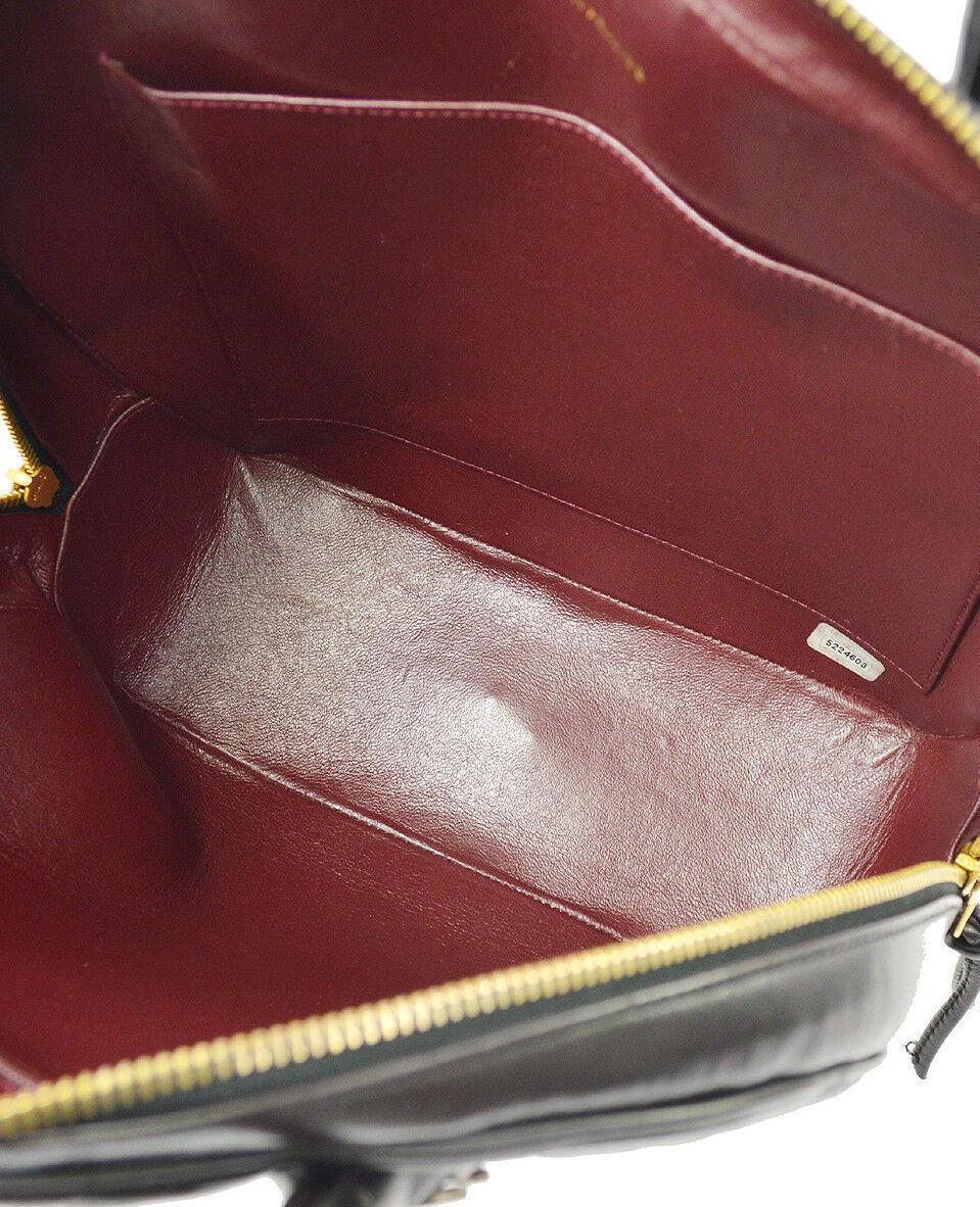 Chanel Rare Black Quilted Leather Gold Silver Top Handle Satchel Bowling Bag For Sale 1