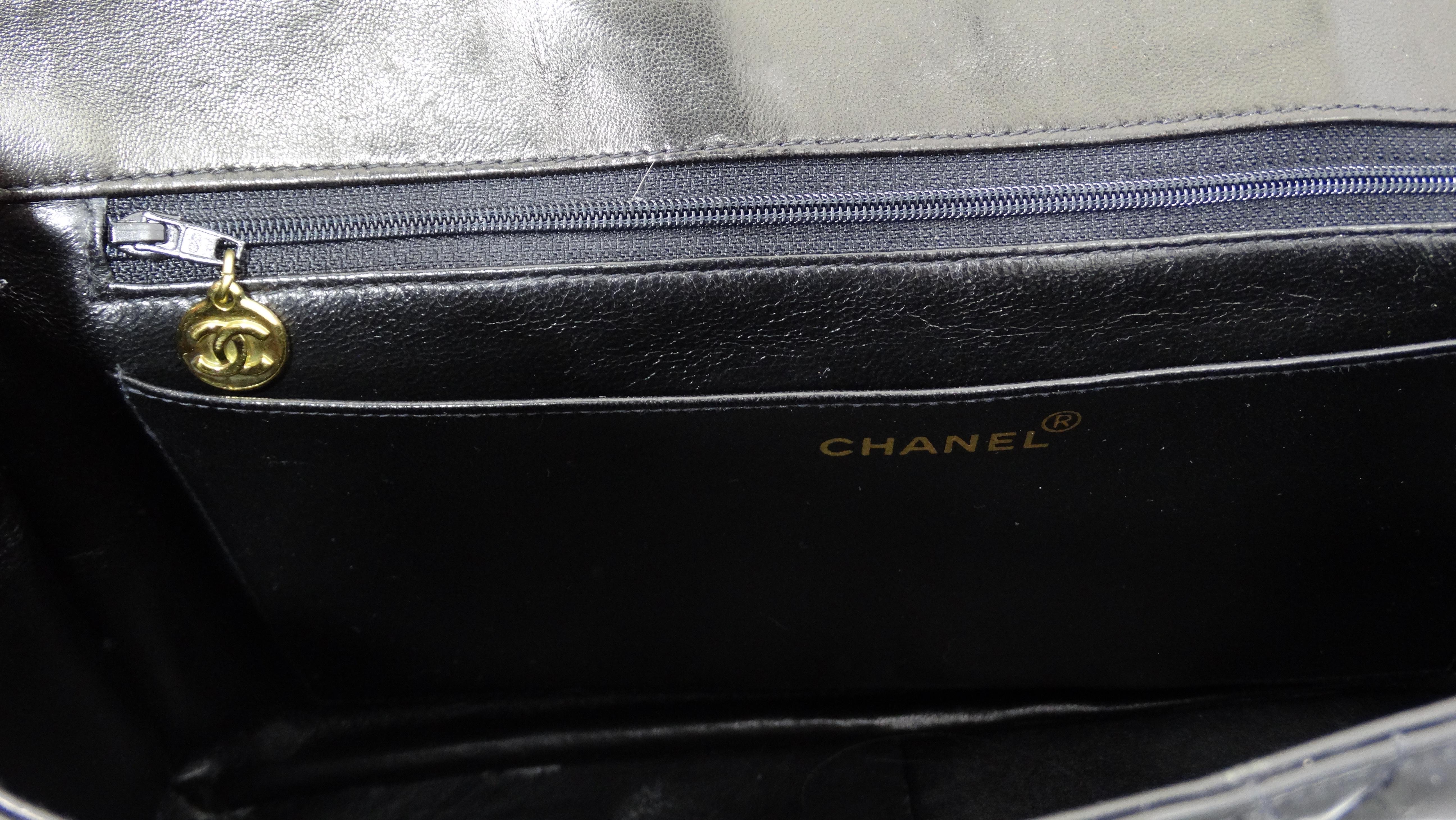 Chanel Rare Black Quilted Patent Leather Chain Around Maxi 11