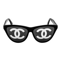 Vintage Chanel Rare Black Runway CC Logo Sunglasses