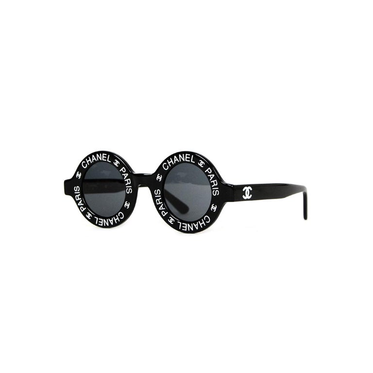 Chanel Rare Black Vintage 90's CC Paris Sunglasses For Sale at 1stDibs