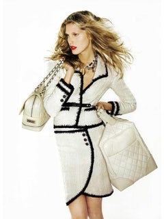 Chanel Rare Bone Beige Off White Quilted Leather Travel Carry-On Tote Bag