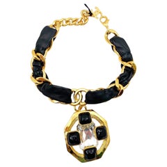 Chanel Rare Brand New Gold Plated CC Chunky Crystal Pendant Necklace