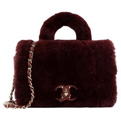 Chanel Raro Borgogna 2017 Metiers D'Art Pelliccia di coniglio Top Handle Bag