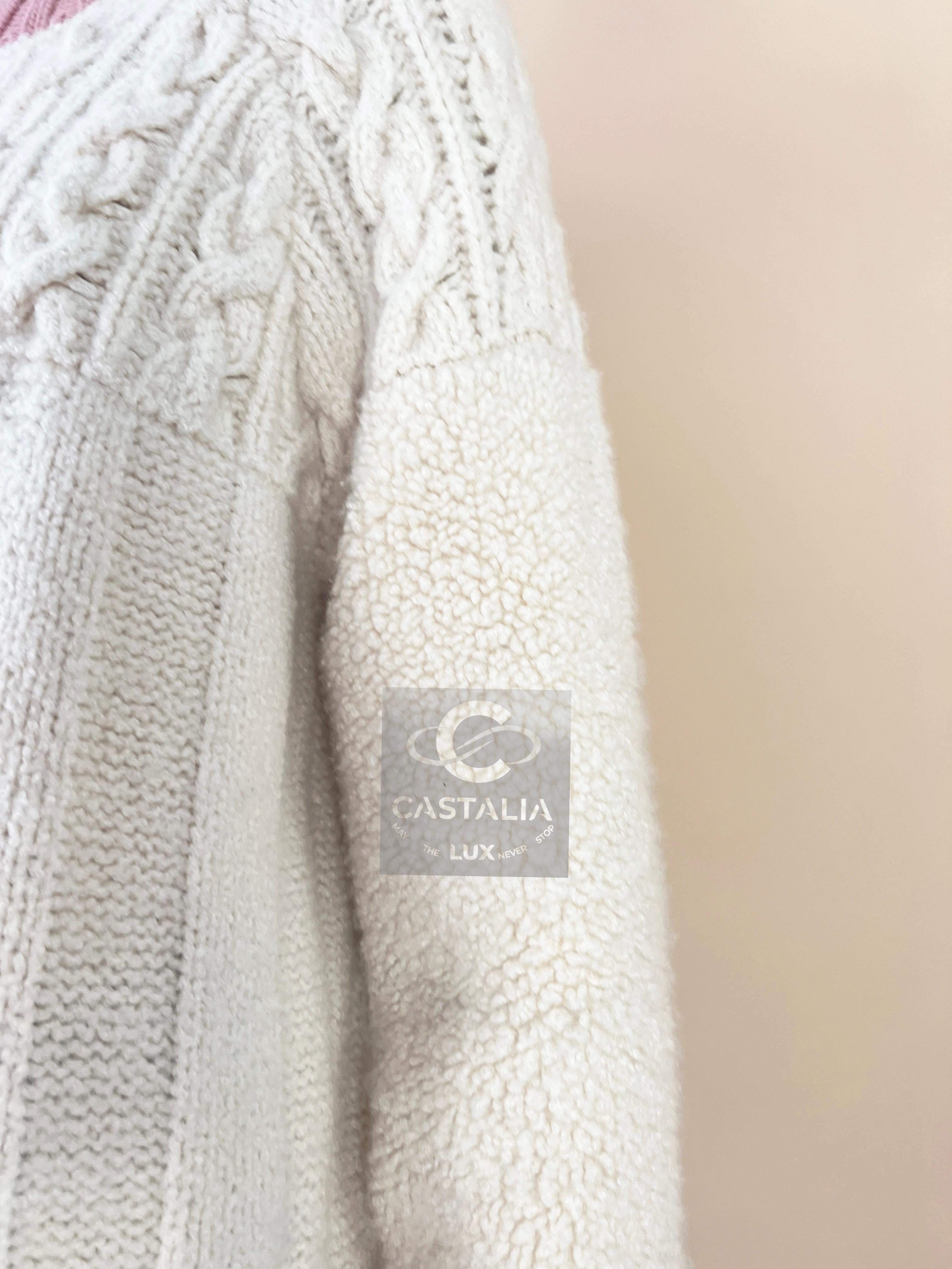 Chanel Rare Cara Delevingne Style Teddy Sleeves Cashmere Jumper 34 FR For Sale 1