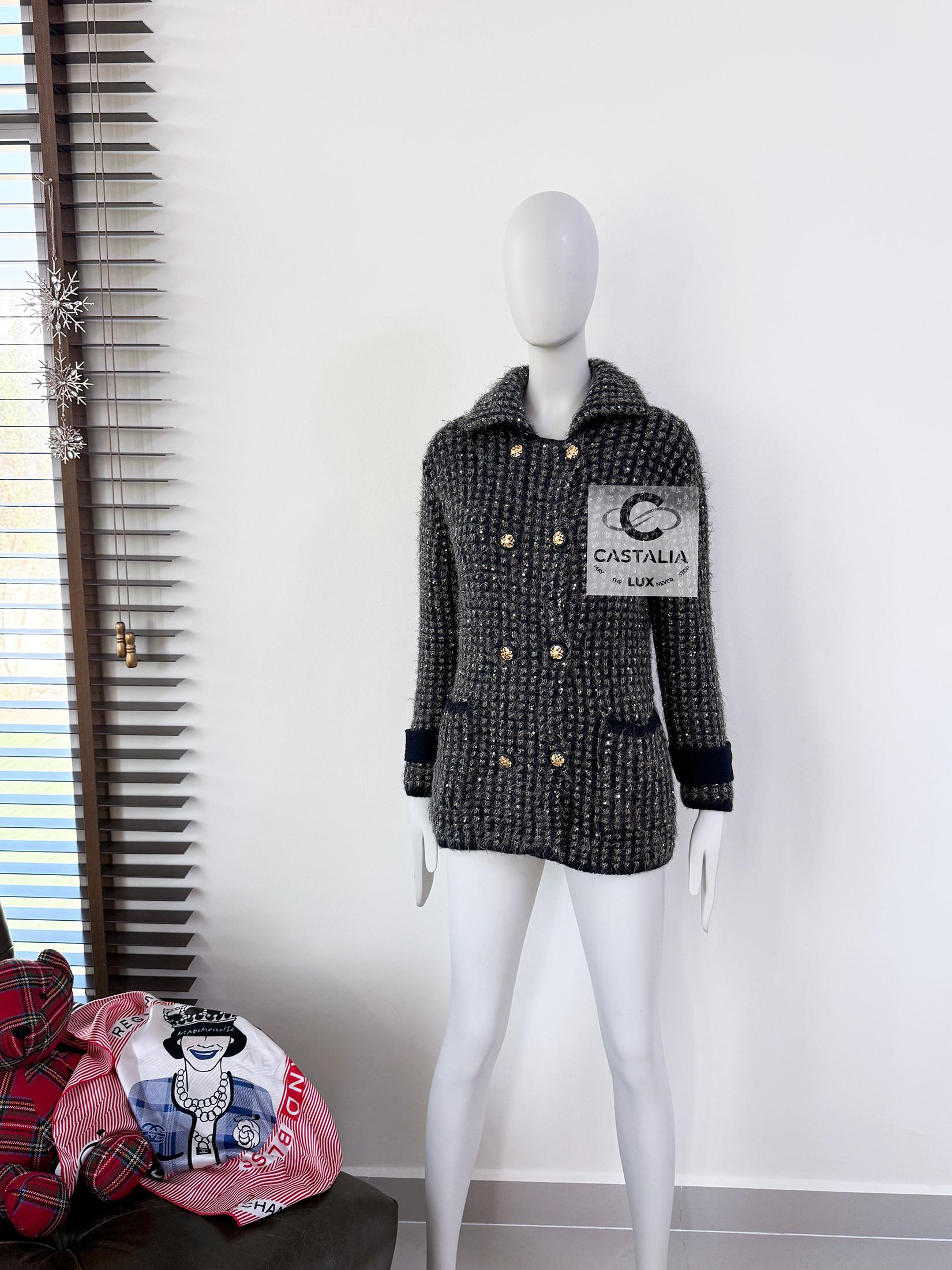 da uomo o donna Chanel Rare CC Eagle Buttons Sequin Jacket 38 FR