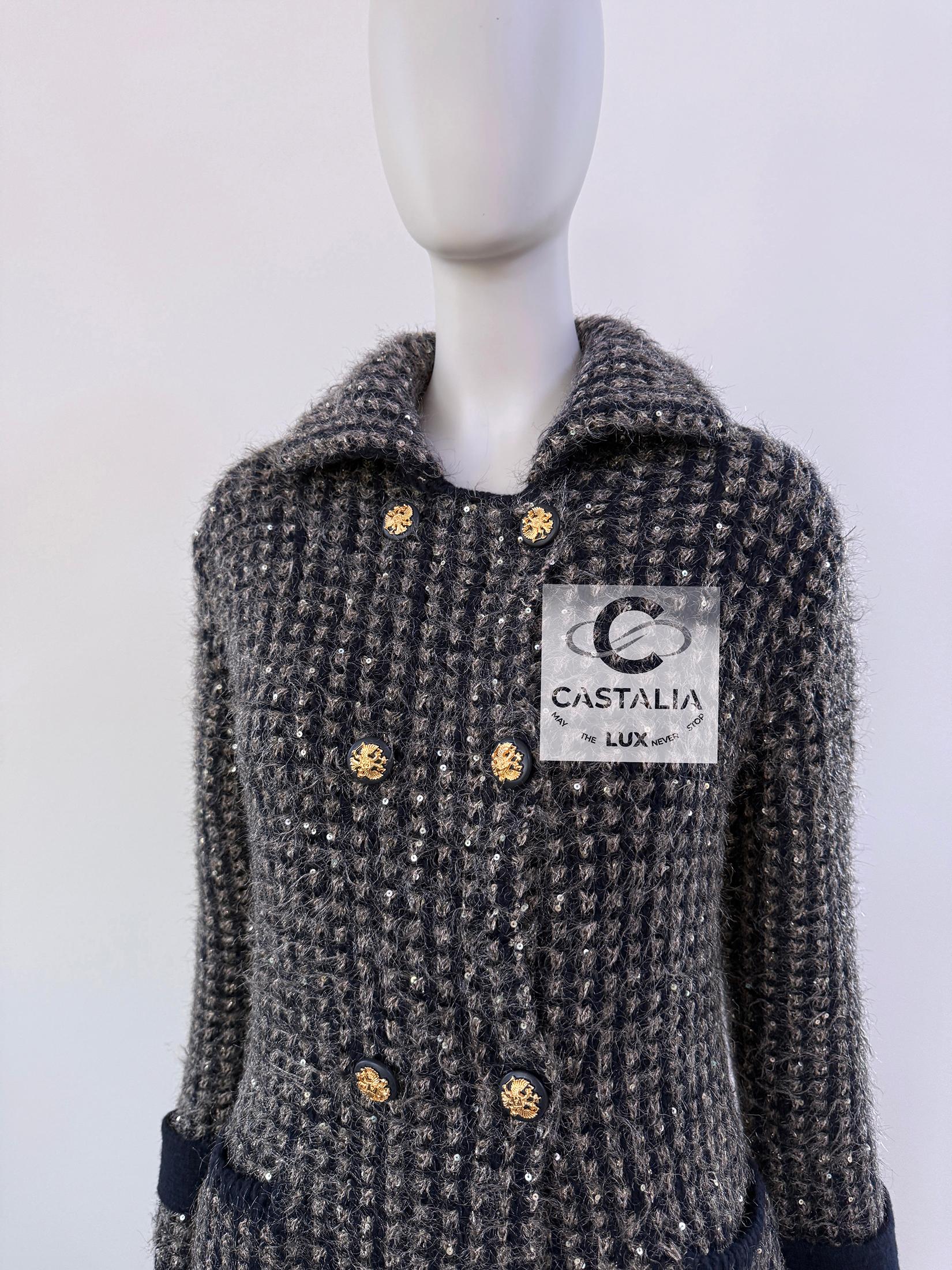 Chanel Rare CC Eagle Buttons Sequin Jacket 38 FR 2