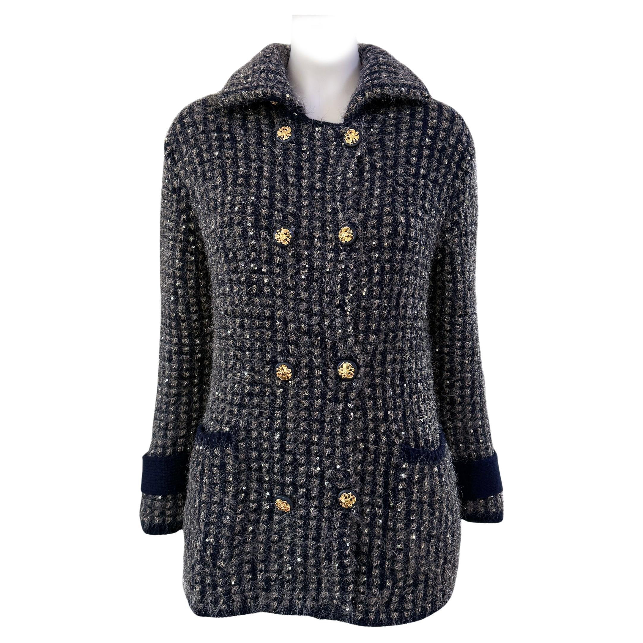 Chanel Rare CC Eagle Buttons Sequin Jacket 38 FR