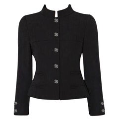 CHANEL Rare CC Gripoix Buttons Quilted Black Jacket 36 FR