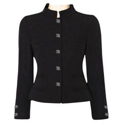 Chanel Rare CC Gripoix Buttons Quilted Black Jacket 36 FR