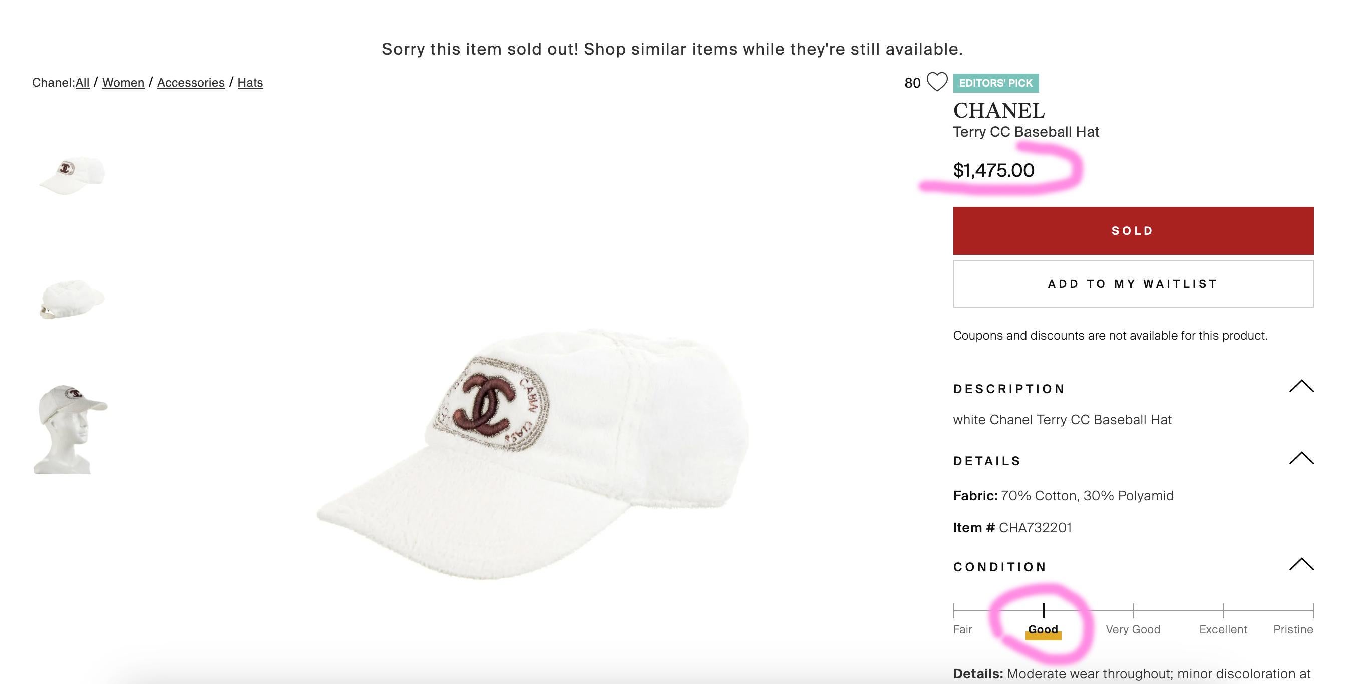 Chanel Baseball Caps - 3 For Sale on 1stDibs