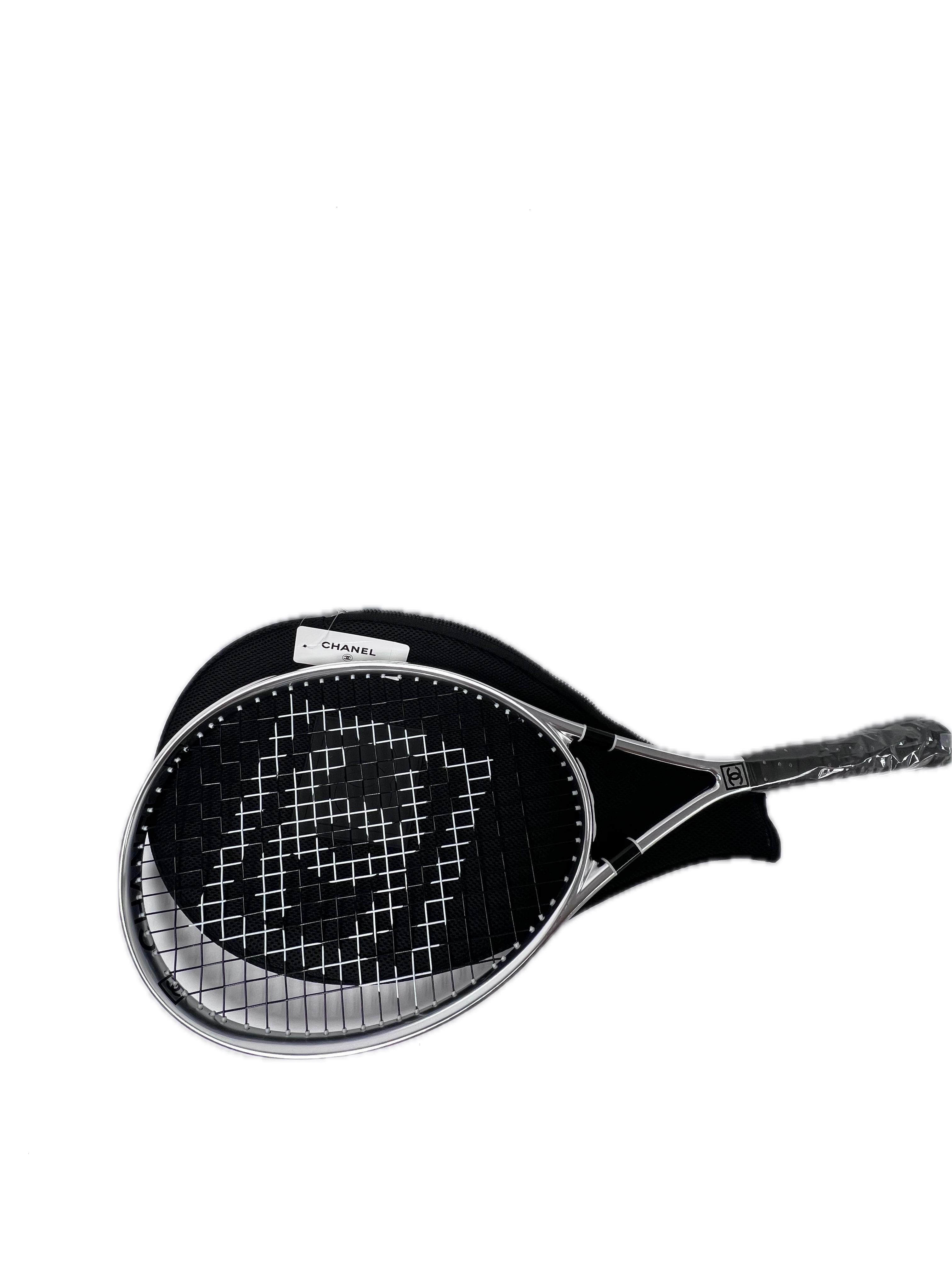 Black Chanel Rare CC Logo Tennis Racquet Sports Racket with Carrying Case