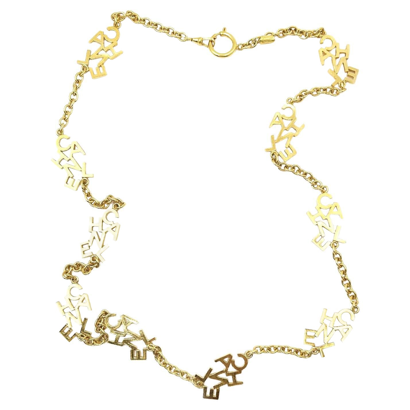 Chanel Rare Classic Vintage Gold Plated CC Letter Long Necklace  Miley Cyrus