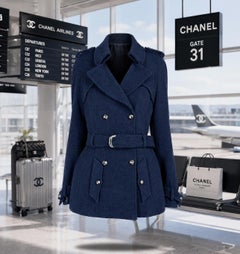 CHANEL Rare COCO AIRLINES Belted Tweed Jacket 38 FR