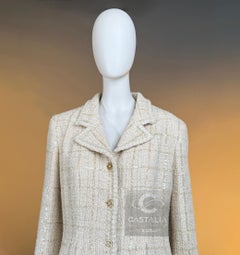CHANEL Rare Collectional Beige Sequin Tweed Jacket 48 FR
