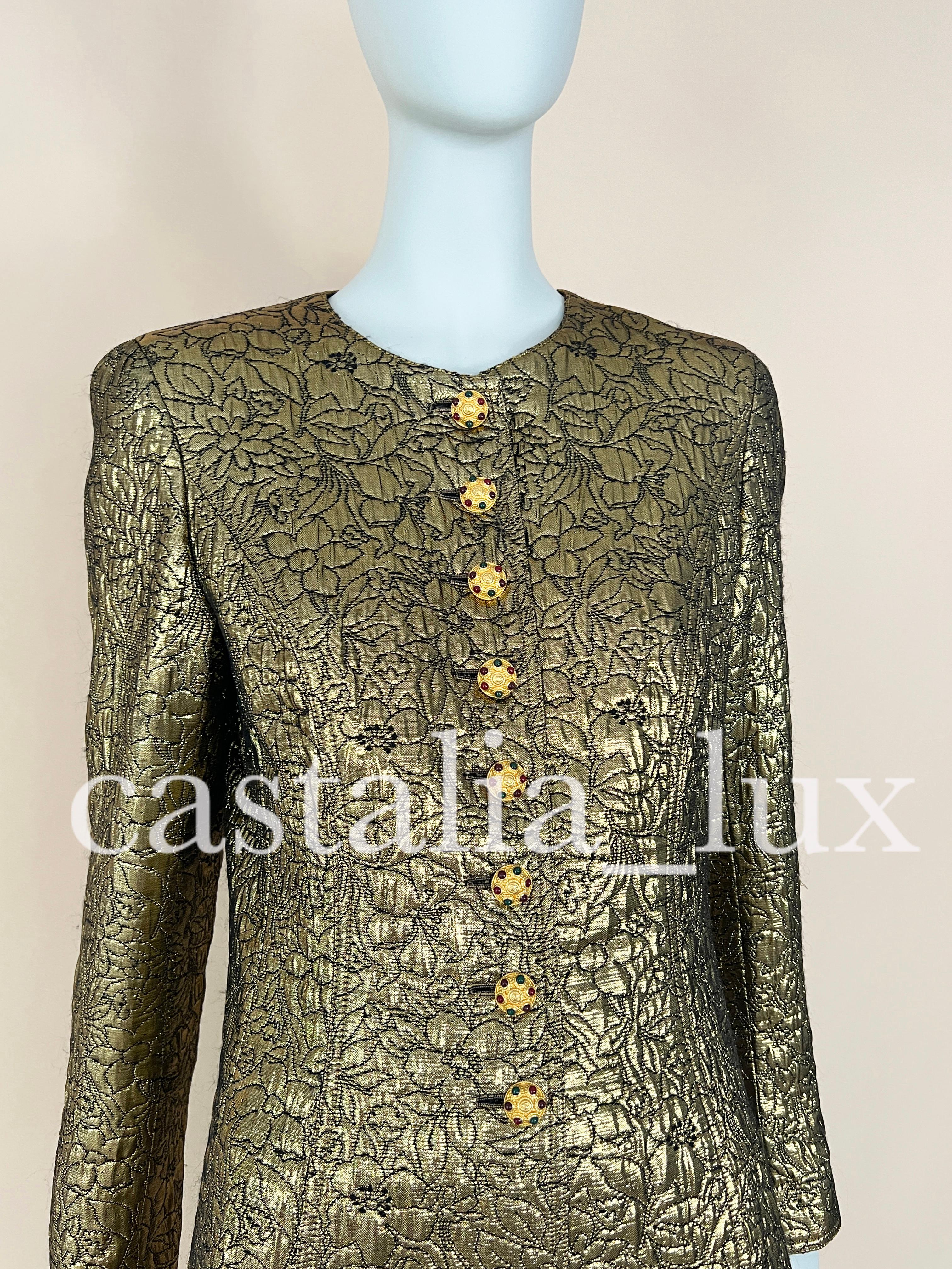 Chanel Rare Collectible CC Jewel Buttons Brocade Jacket  For Sale 8
