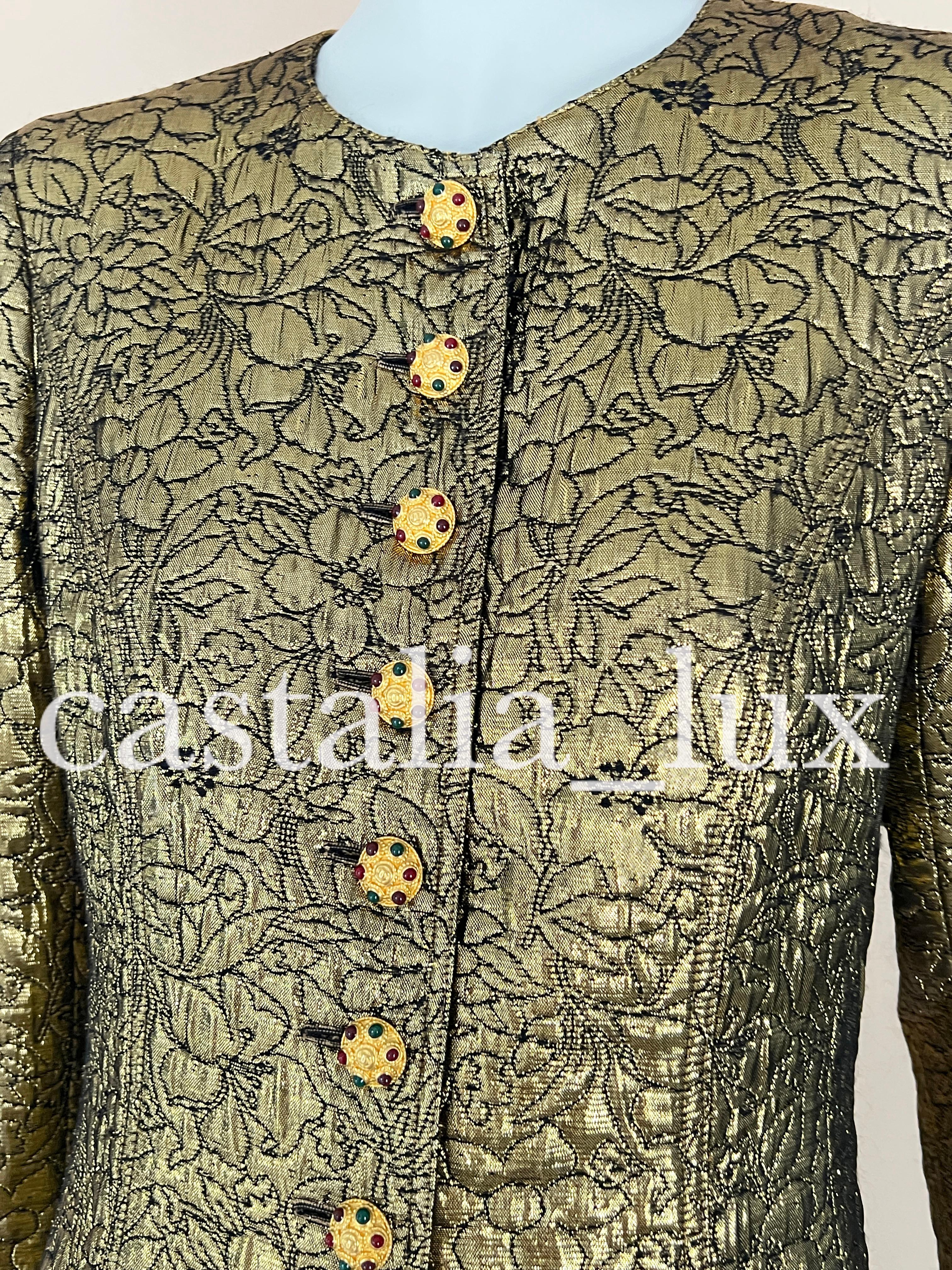 Chanel Rare Collectible CC Jewel Buttons Brocade Jacket  For Sale 5