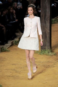 CHANEL Rare Collectible Pastel Pink Tweed Suit 36 FR