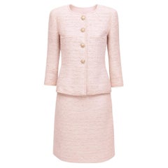 CHANEL Rare Collectible Pastel Pink Tweed Suit 36 FR