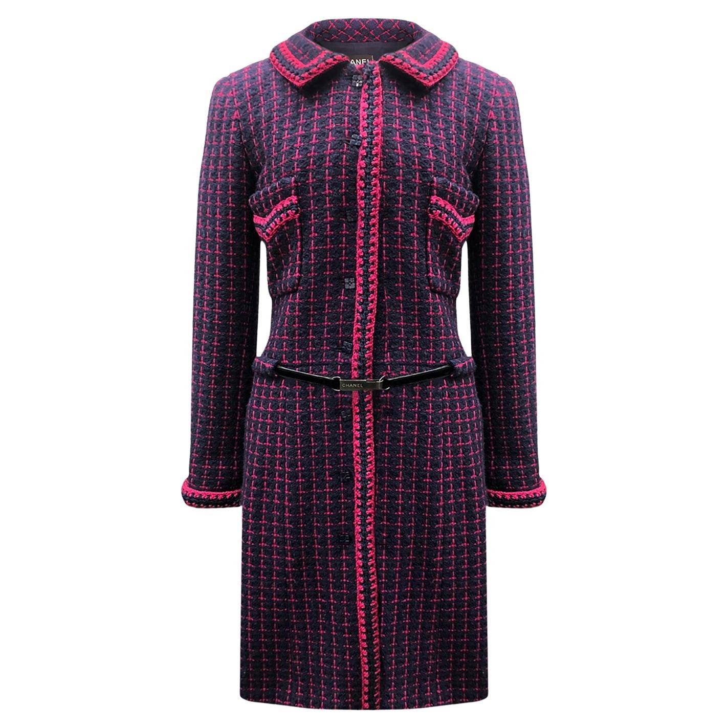 Chanel Rare Collectible Vintage Tweed Coat with Belt For Sale
