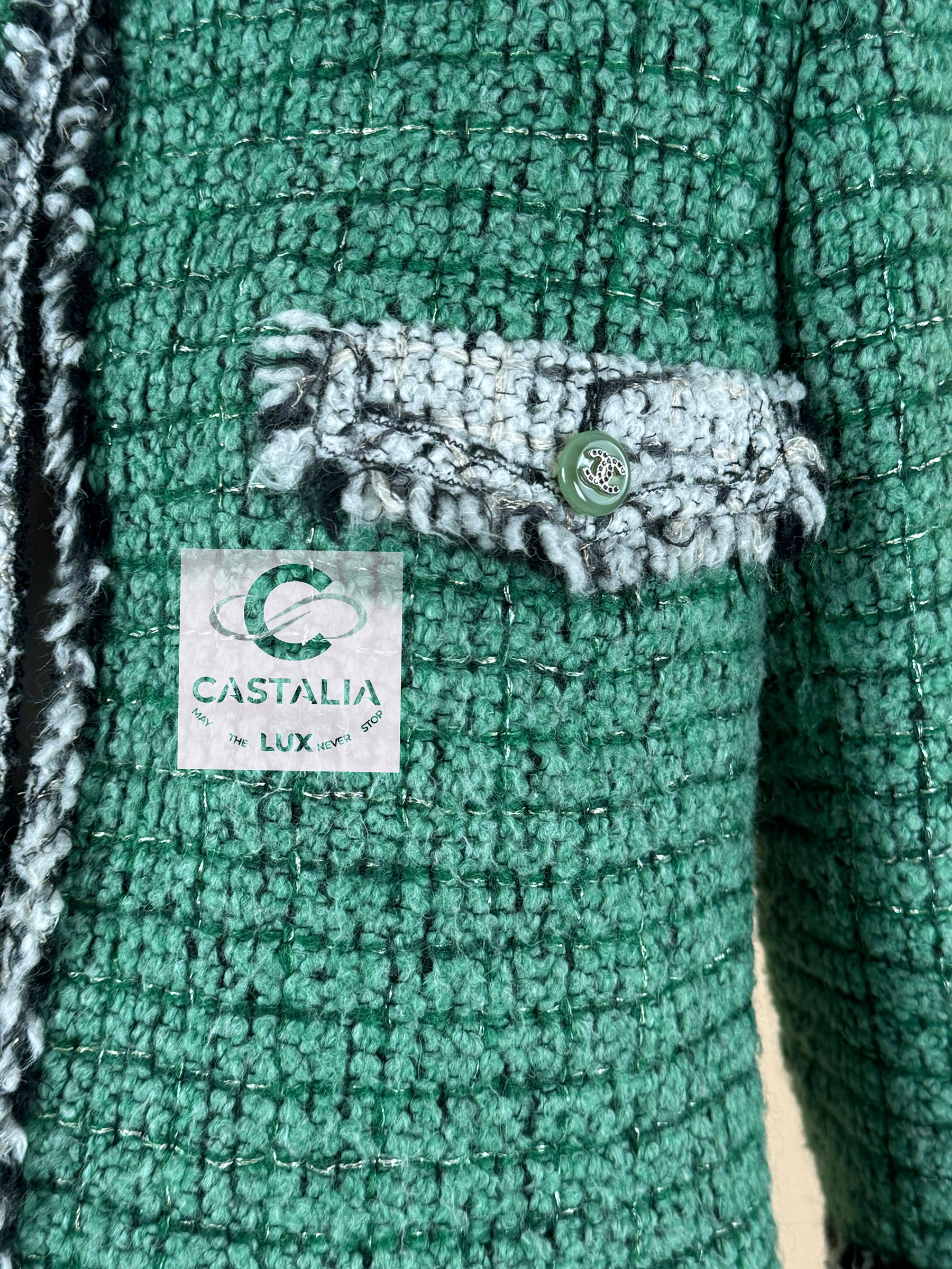 Chaqueta de tweed verde esmeralda Chanel Rare Collectors 5