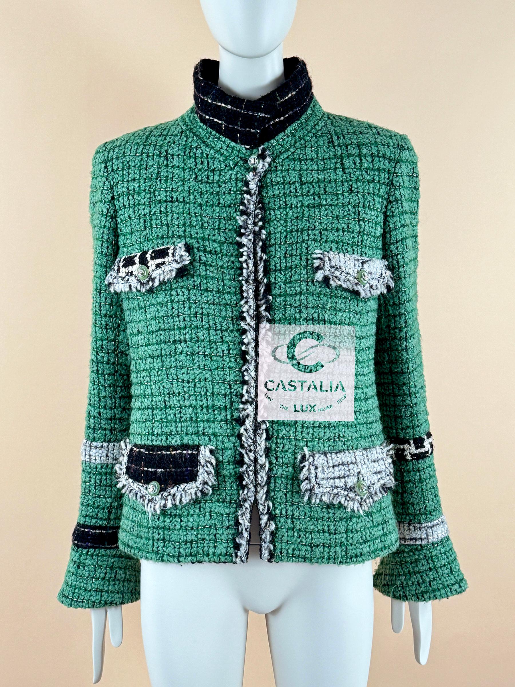Chaqueta de tweed verde esmeralda Chanel Rare Collectors 6