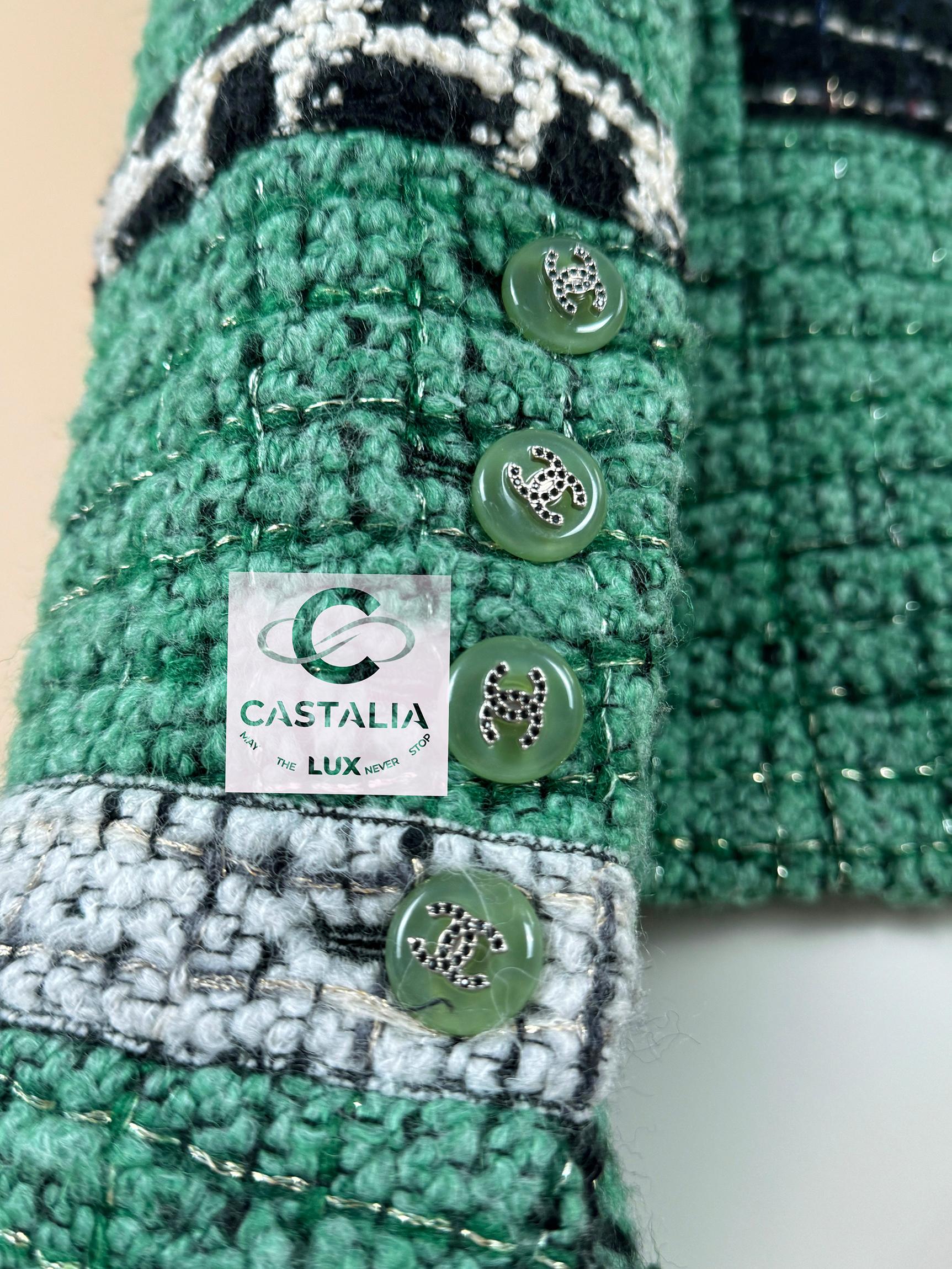 Chaqueta de tweed verde esmeralda Chanel Rare Collectors 8