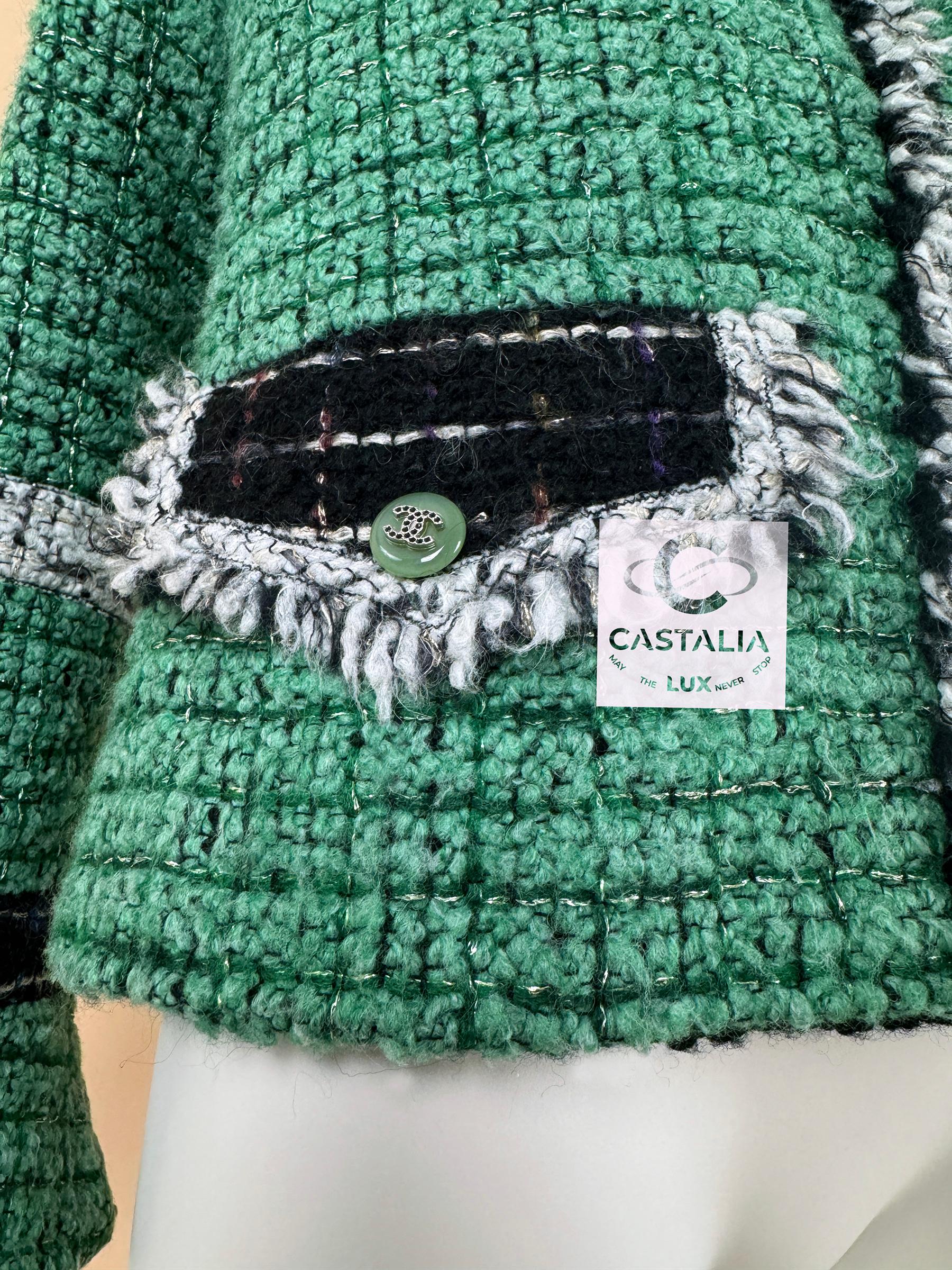 Chaqueta de tweed verde esmeralda Chanel Rare Collectors 9