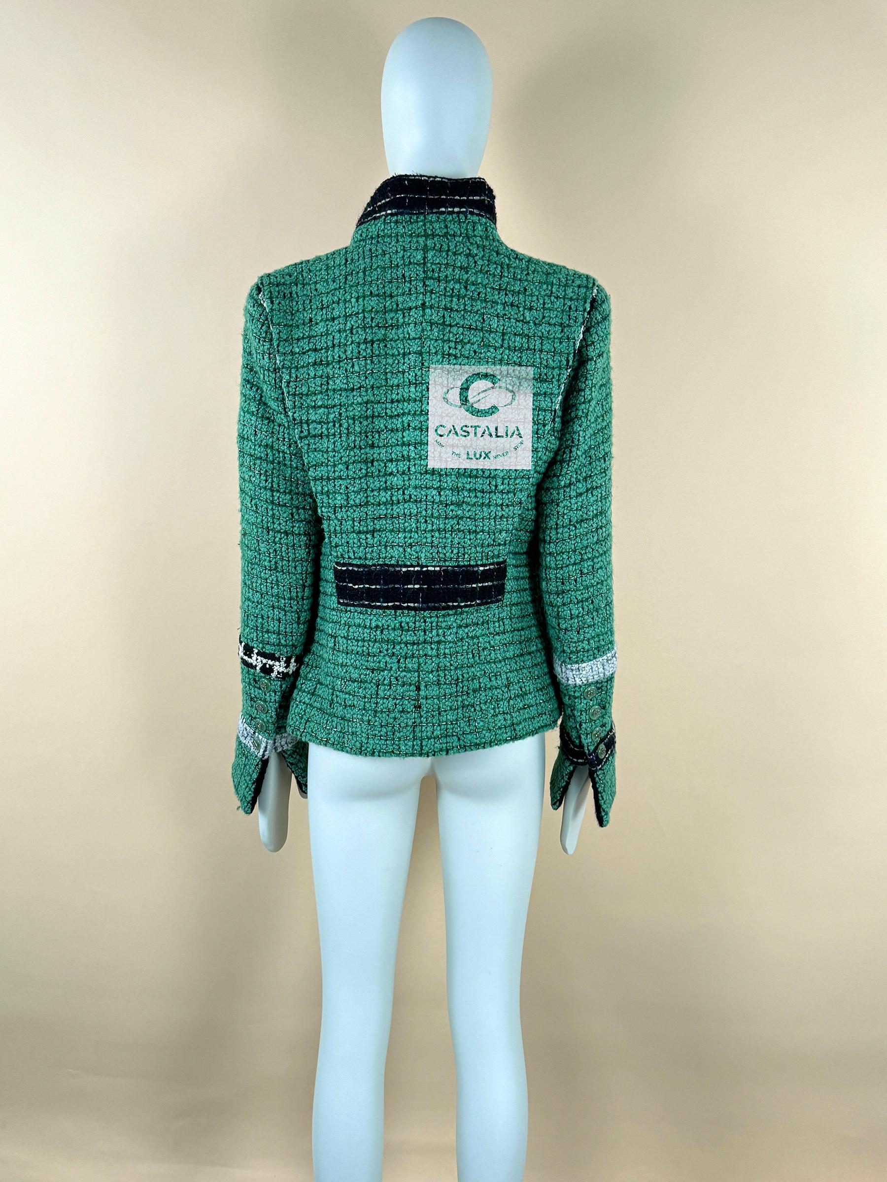 Chaqueta de tweed verde esmeralda Chanel Rare Collectors 10