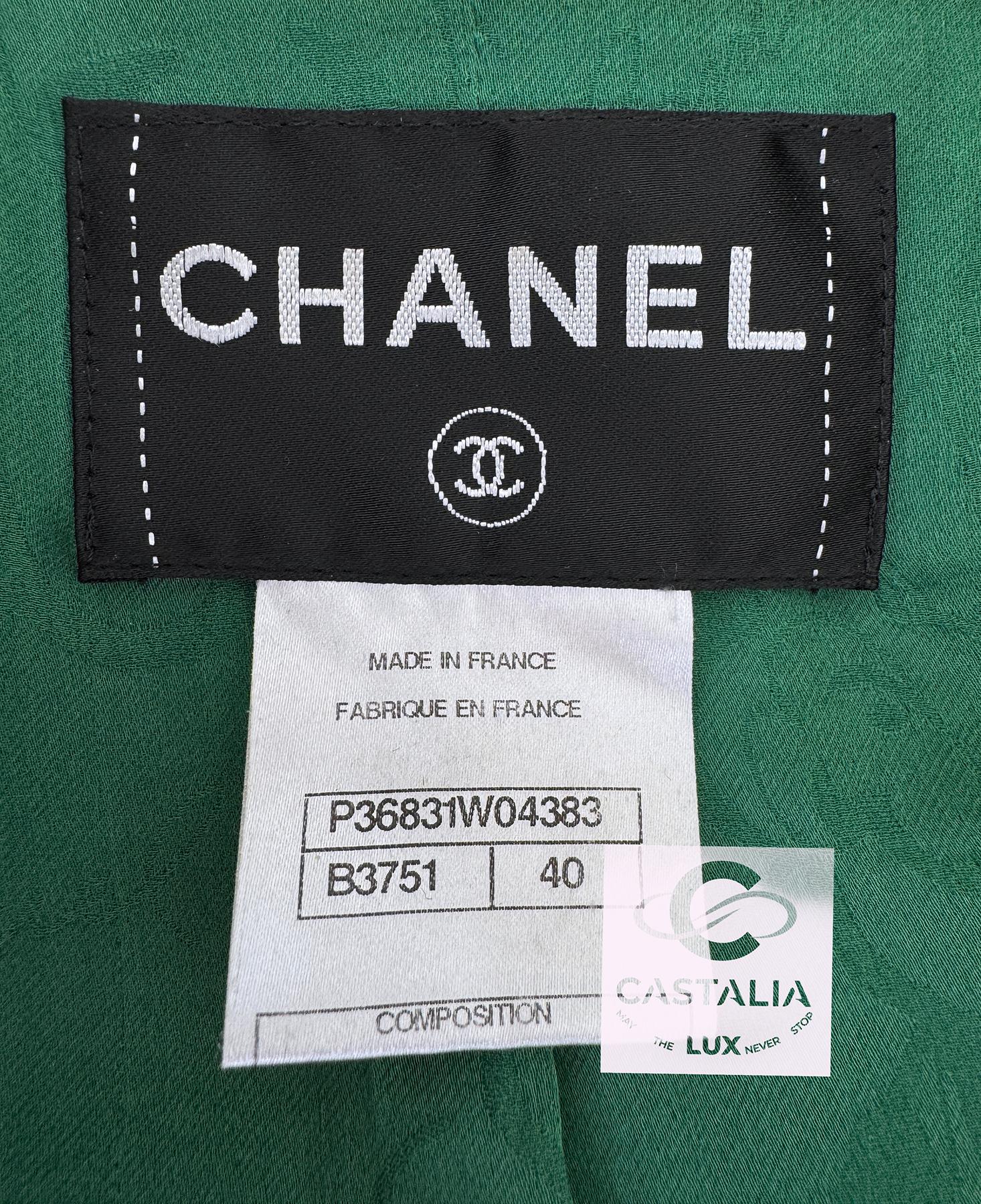 Chaqueta de tweed verde esmeralda Chanel Rare Collectors 11