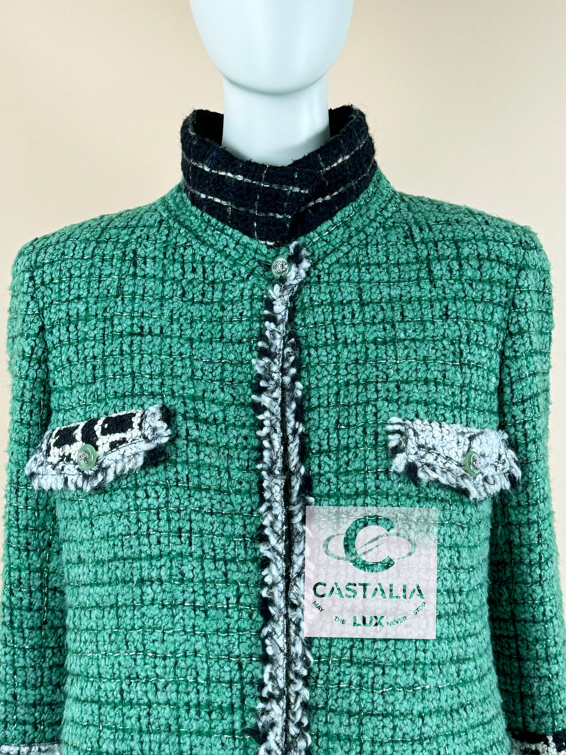 Chaqueta de tweed verde esmeralda Chanel Rare Collectors 3