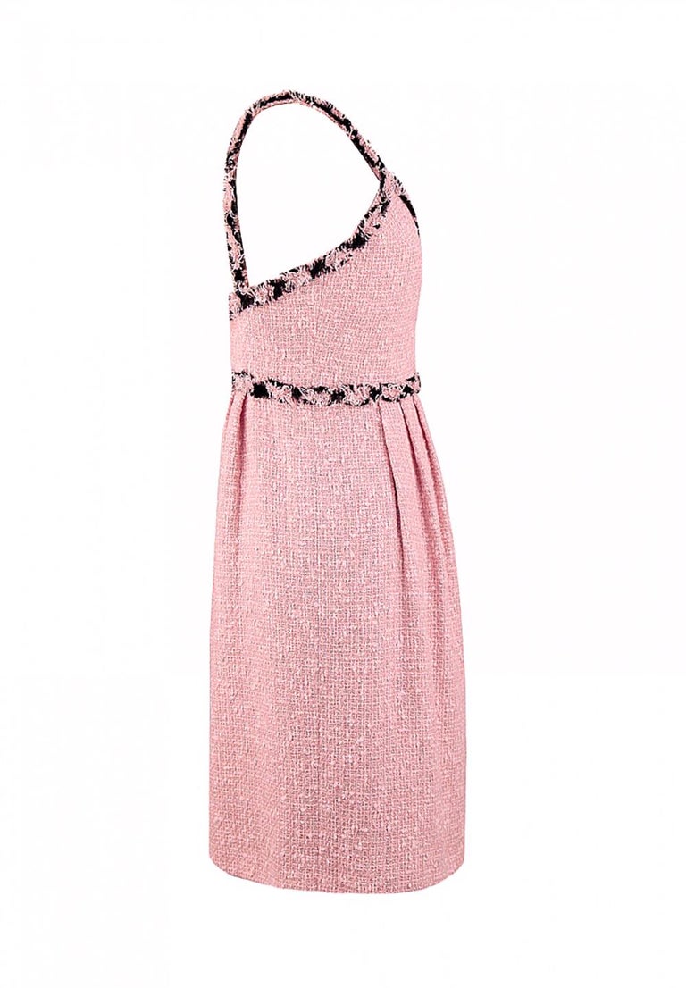 eva longoria pink chanel dress Chanel Eva Longoria Style Famous Pastel Pink Tweed Dress at 1stDibs