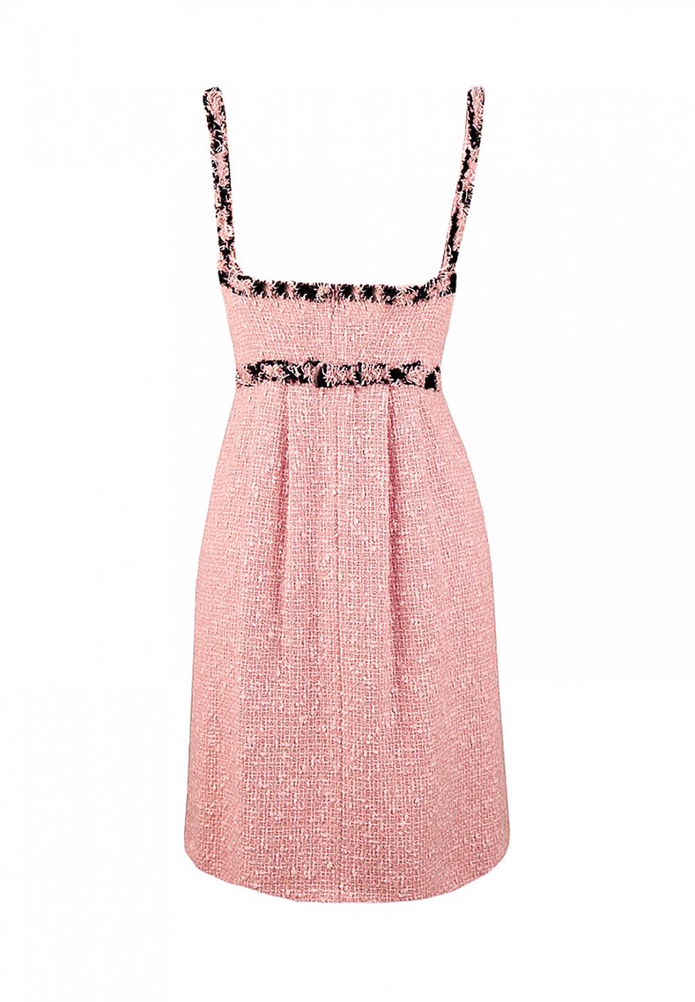 Chanel Eva Longoria Style Famous Pastel Pink Tweed Dress For Sale 4