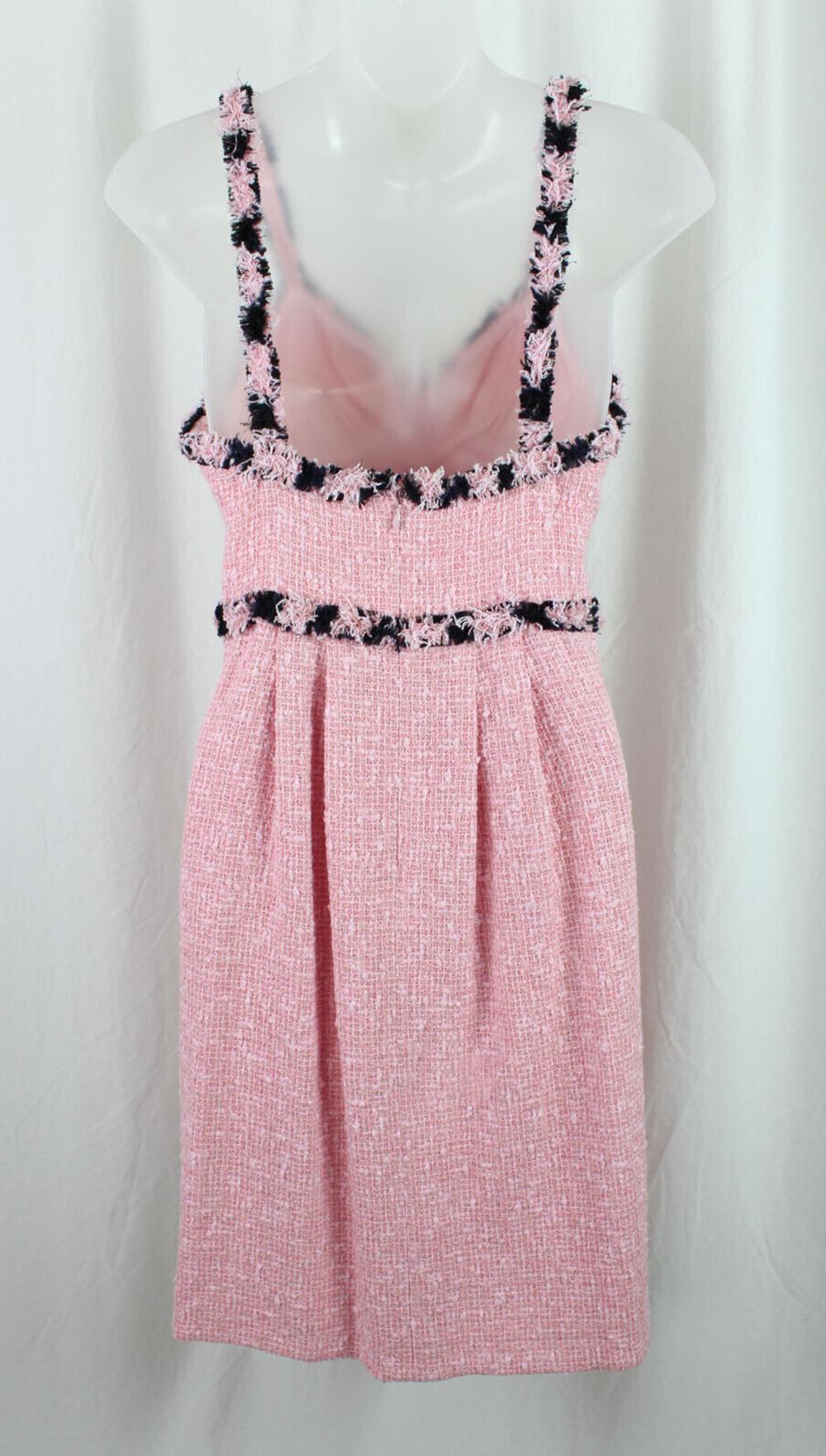 Chanel Eva Longoria Style Famous Pastel Pink Tweed Dress For Sale 6