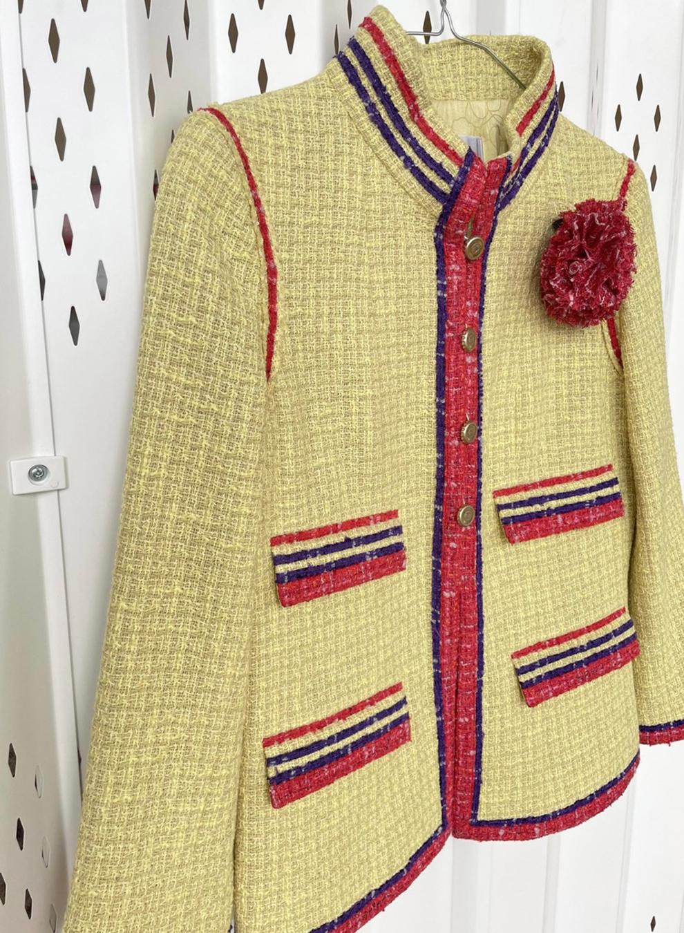 Women's or Men's Chanel Rare Collectors Vintage Jacket With Camellia Brooch 42 FR