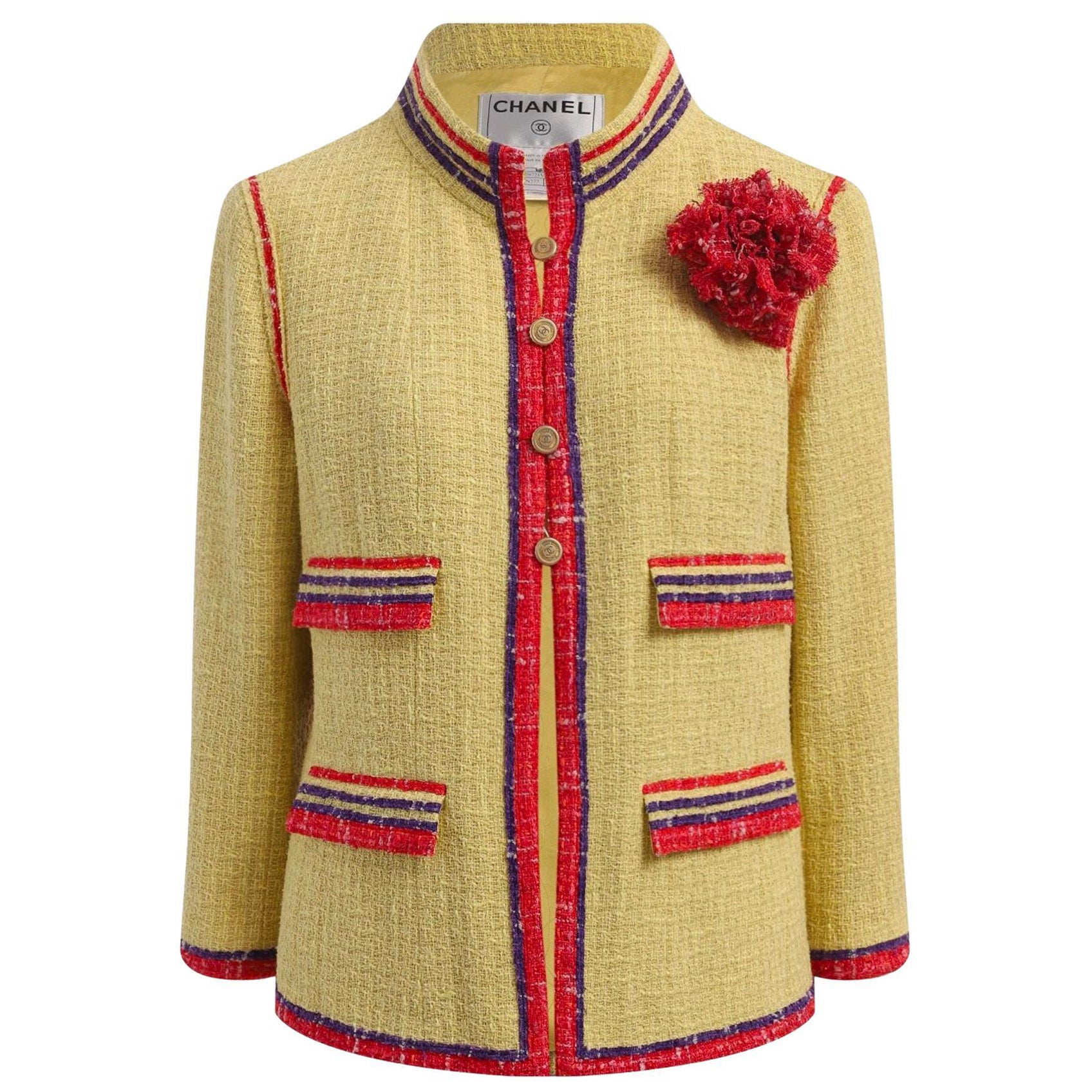 Chanel Rare Collectors Vintage Jacket With Camellia Brooch 42 FR