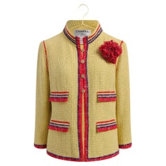 Chanel Rare Collectors Vintage Jacket With Camellia Brooch 42 FR