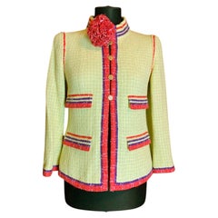 CHANEL Rare Collectors Vintage Jacket With Camellia Brooch 42 FR