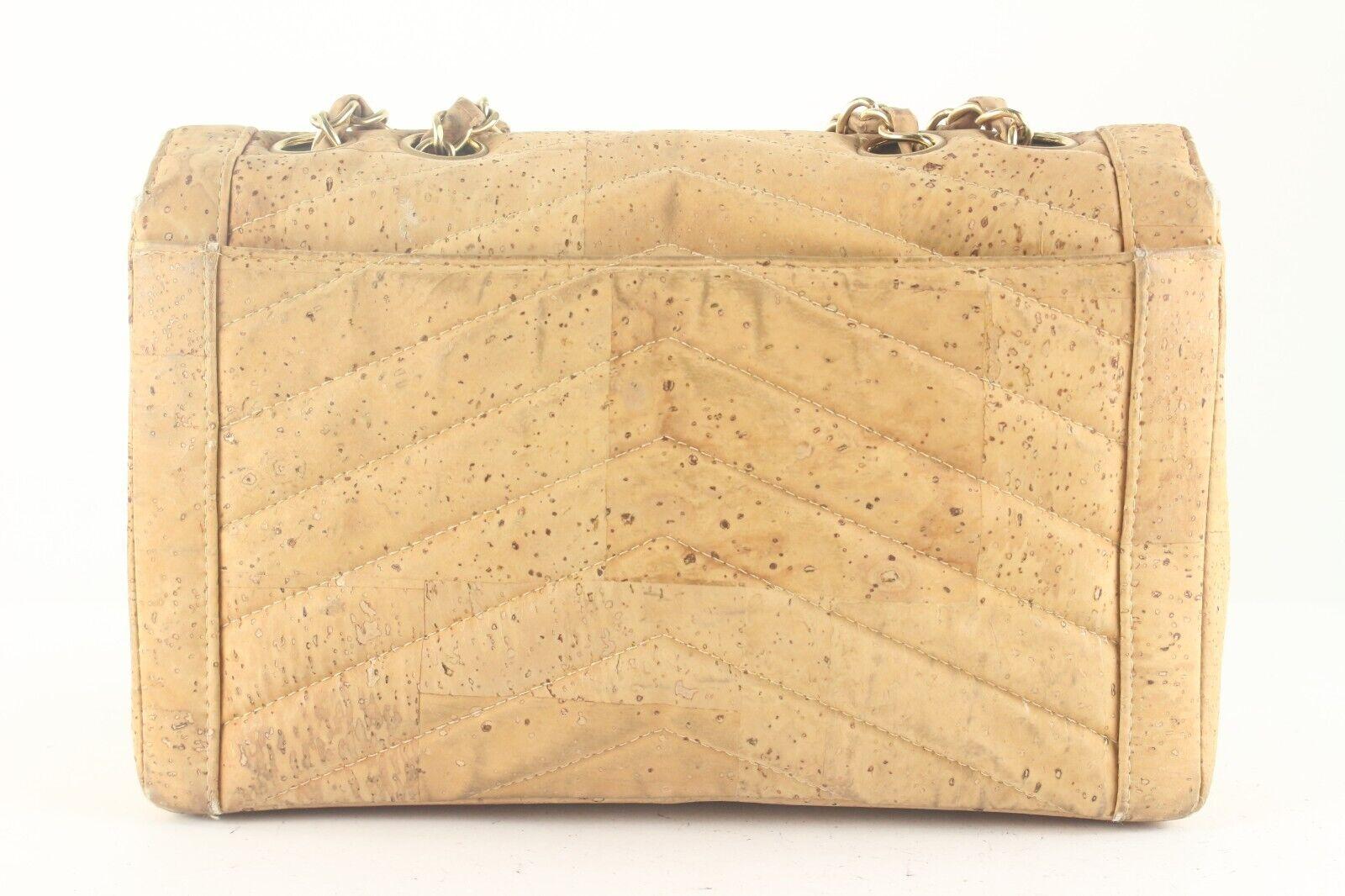 Chanel Rare Cork Chevron Classic Flap 1CJ725K For Sale 6