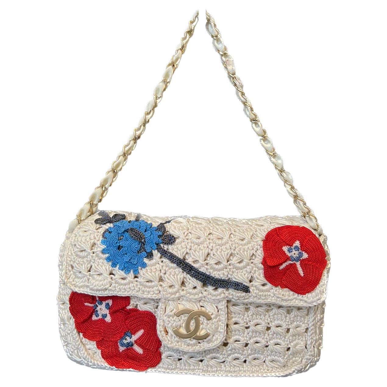 Chanel Rare Crochet Floral Flap Bag