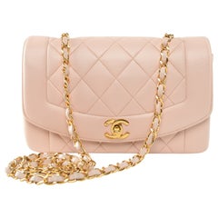 Chanel RARE Diana Quilted Lambskin Baby Pink Gold Hardware Small