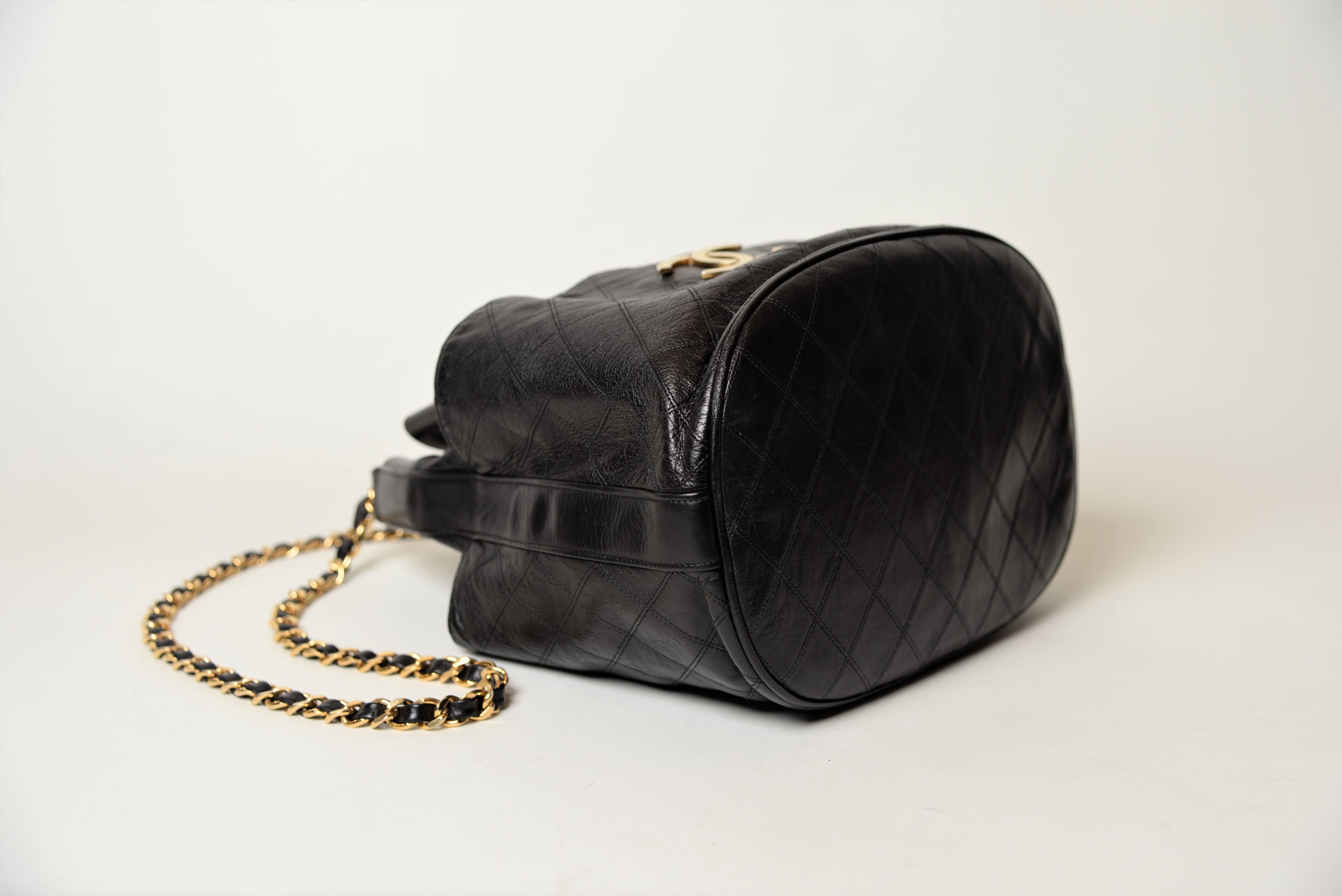 Women's or Men's Chanel Rare Drawstring Bucket Bag Vintage Black