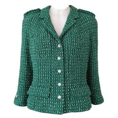 Chanel Rare Emerald Green Lesage Tweed Jacket 38 FR