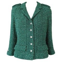Chanel Rare Emerald Green Lesage Tweed Jacket 40 FR