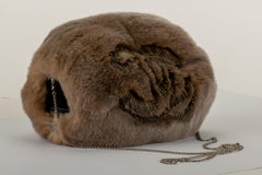 Chanel Rare Etoupe Lapin Fur Beaded Muff
