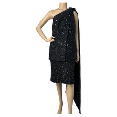 Chanel Rare Exclusive Black Sequins Top Jupe Set Suit Sz.40